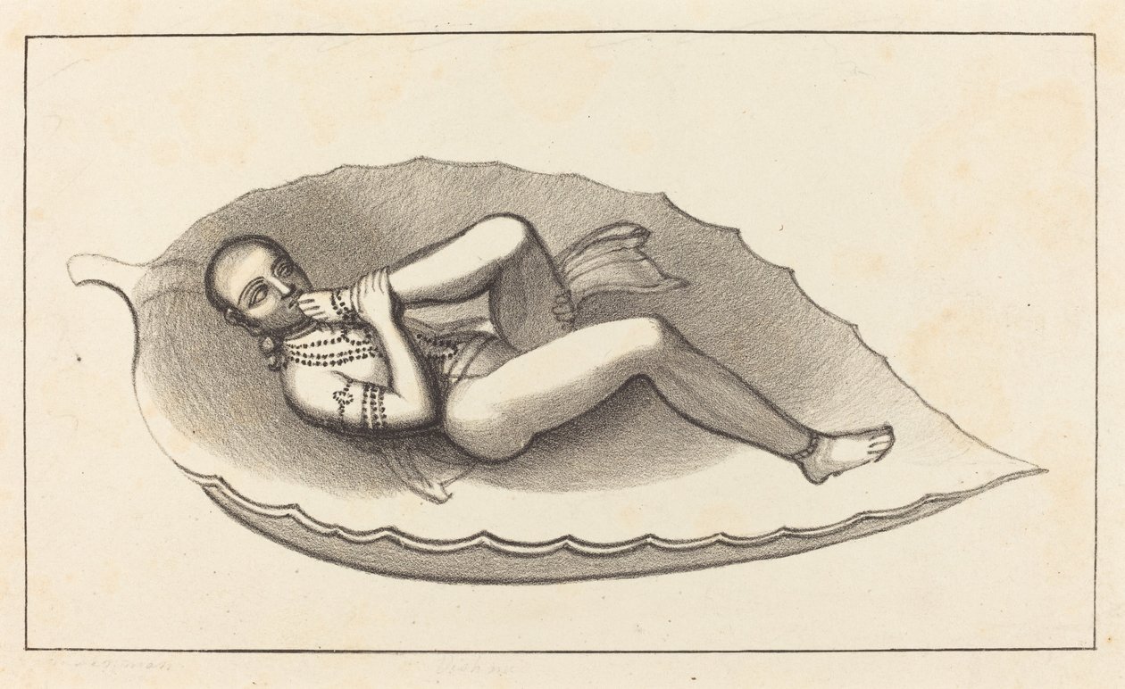 Vishnu, agente creador de Brahma, actitud, el emblema de la eternidad de Maria Denman after John Flaxman