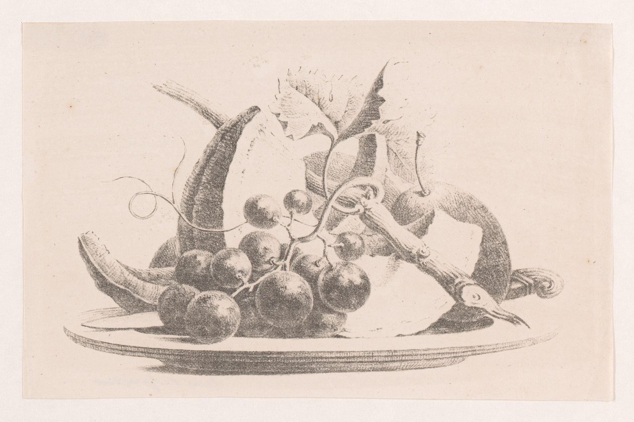frutas en un plato de Maria Geertruida de Goeje Barbiers (attributed to)