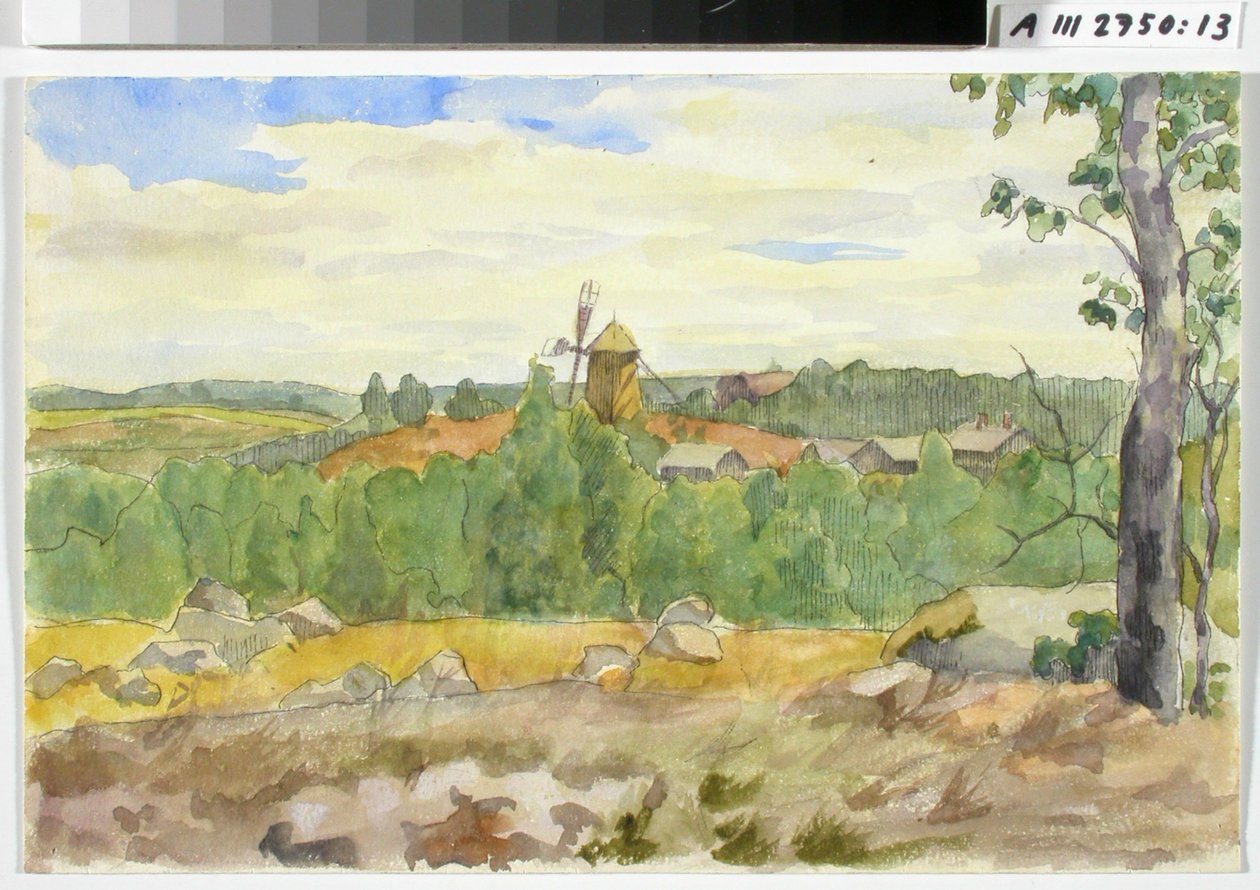 Estudio paisajístico con molino de viento de Maria Wiik