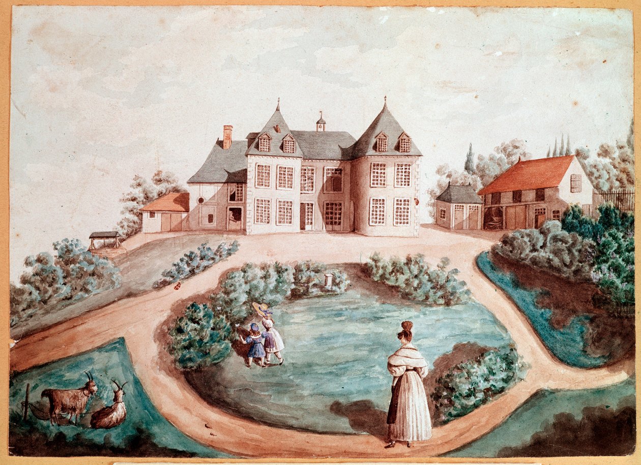 Un castillo en Touraine. Ilustración para La Flor del Valle de Balzac de Maria du (attr. to) Fresnay