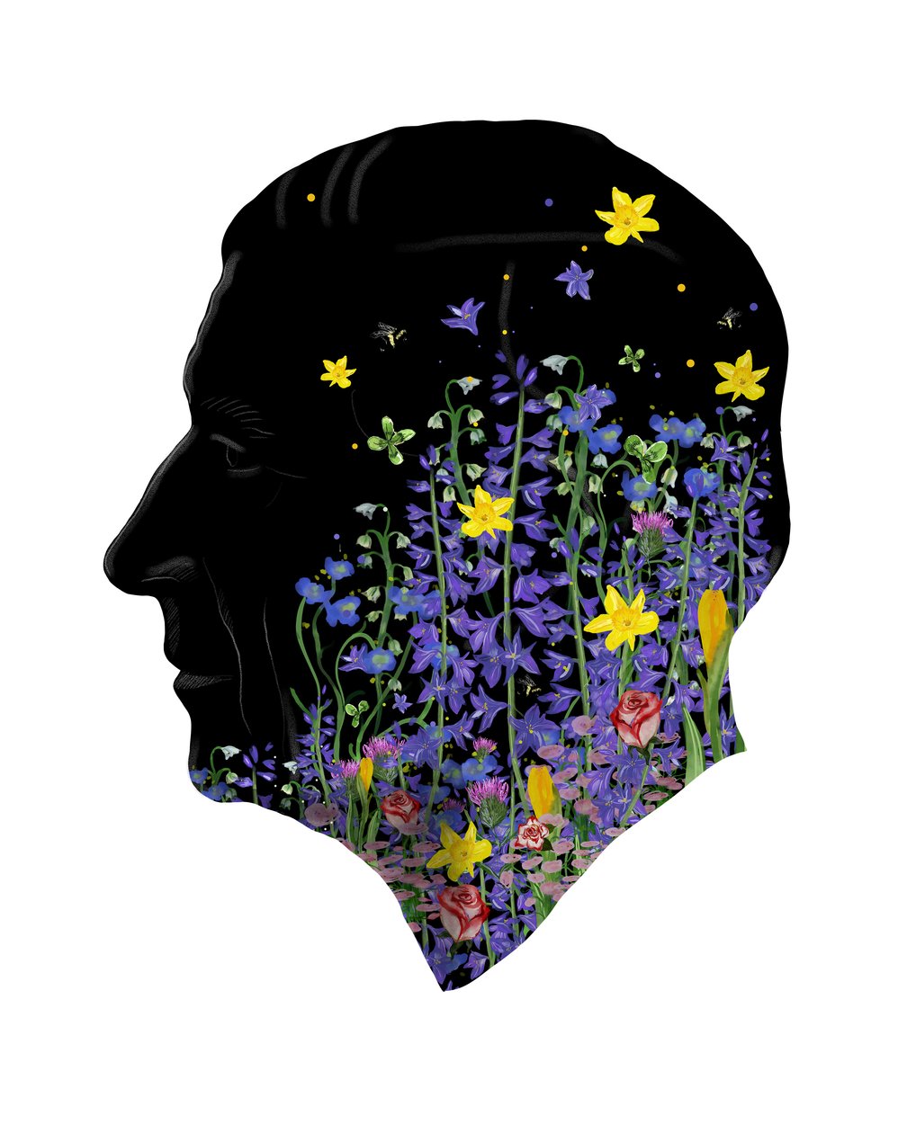Rey Carlos III, Retrato floral de la coronación, 2023 (acuarela, digital) de Marianna Kulukundis