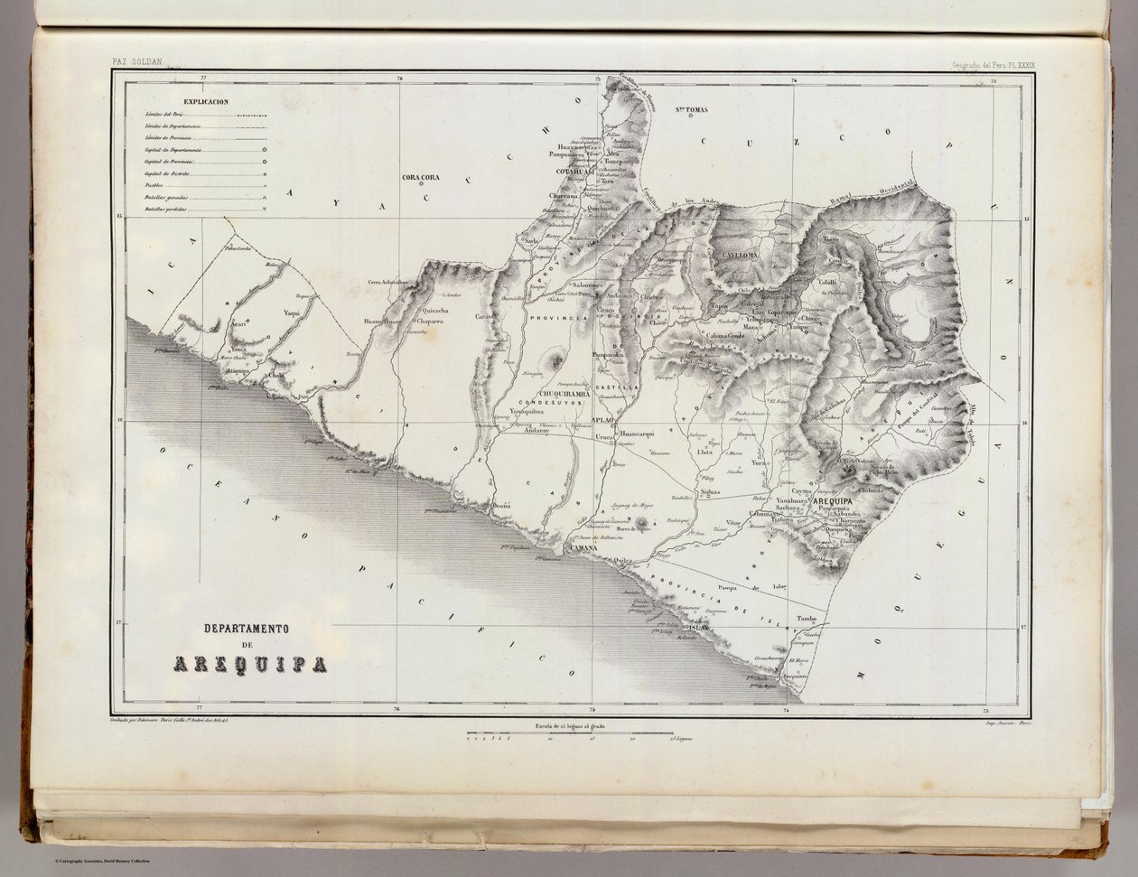 Mapa de Arequipa, 1865 de Mariano Felipe Paz Soldan