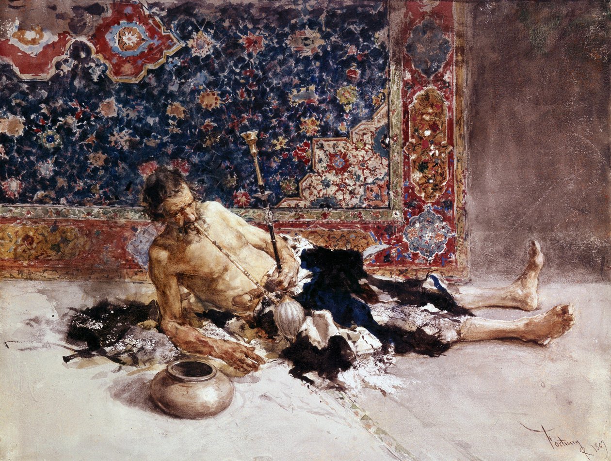 El fumador de opio. Fumador de opio. Pintura de Mariano Fortuny y Marsal (1838-1874) de Mariano Fortuny y Marsal