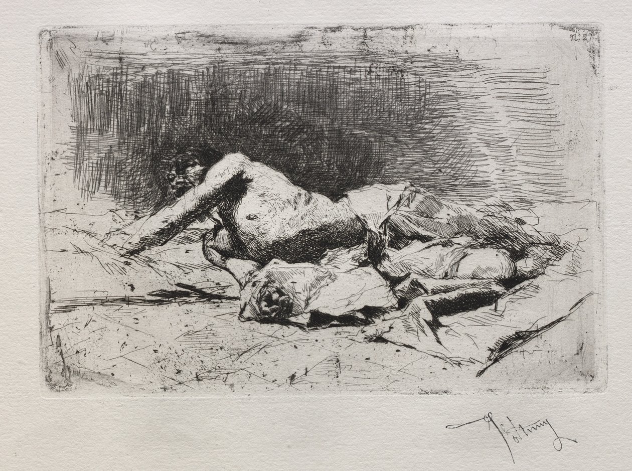 Hombre rodando por el suelo de Mariano Fortuny y Marsal