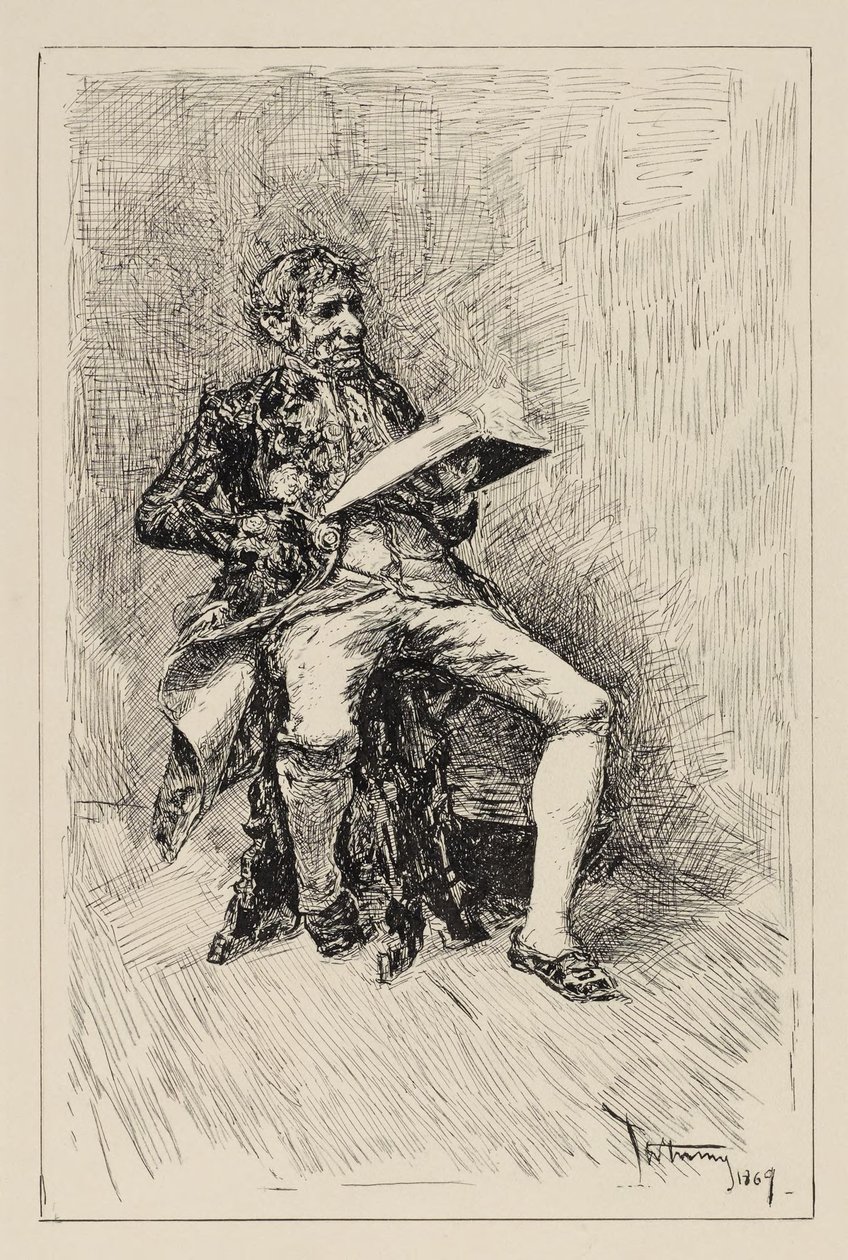 Sitzender Mann, der ein Buch liest de Mariano Fortuny
