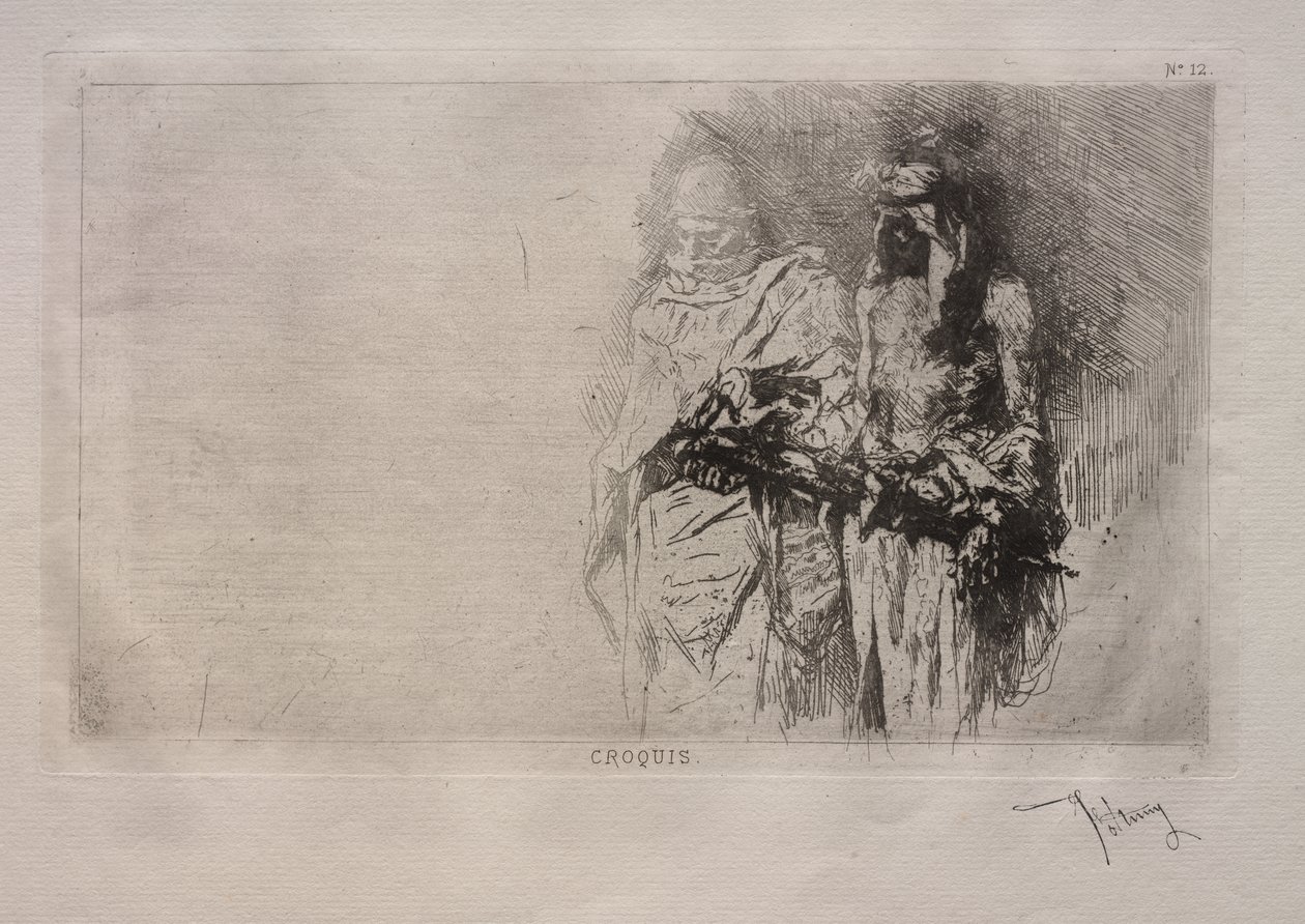 Boceto (Dos figuras árabes) de Mariano Fortuny y Marsal