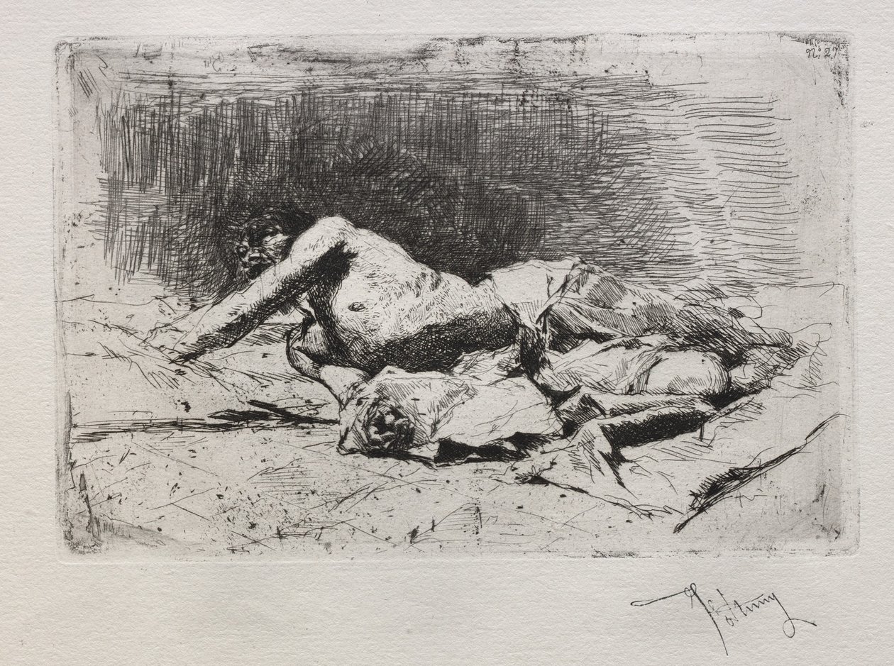 Hombre rodando por el suelo de Mariano José María Bernardo Fortuny y Carbó