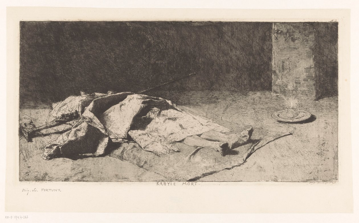 Cadáver de un cabilio Kabyle mort (título sobre el objeto) de Mariano José María Bernardo Fortuny y Carbó