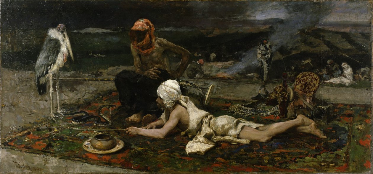 Encantadores de serpientes hindúes, 1869 de Mariano José María Bernardo Fortuny y Carbó