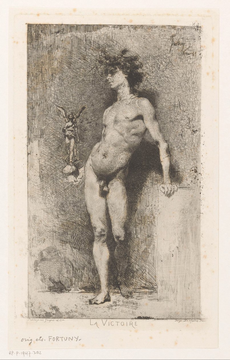 Hombre desnudo con Nikè
La Victoire (título en el objeto) de Mariano José María Bernardo Fortuny y Carbó