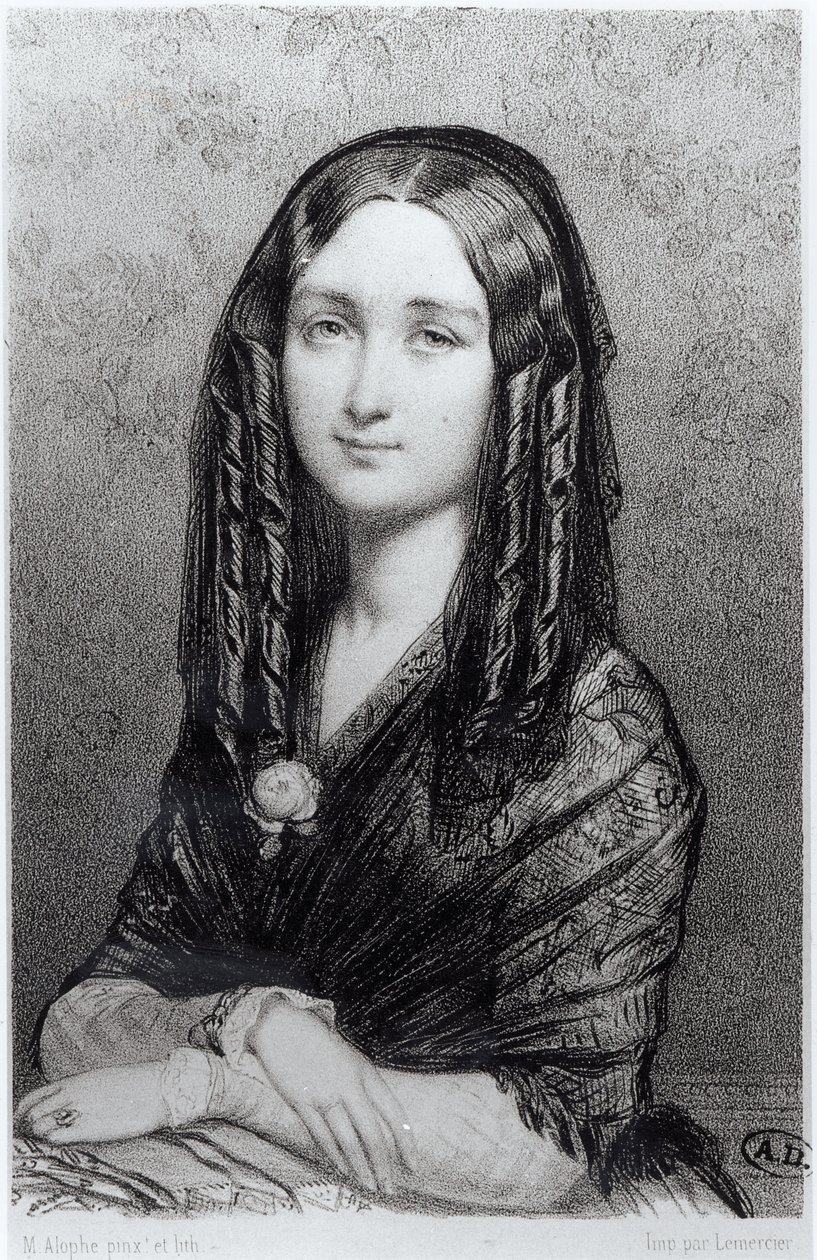 Retrato de Louise Colet (1810-76) 1844 de Marie Alexandre Alophe