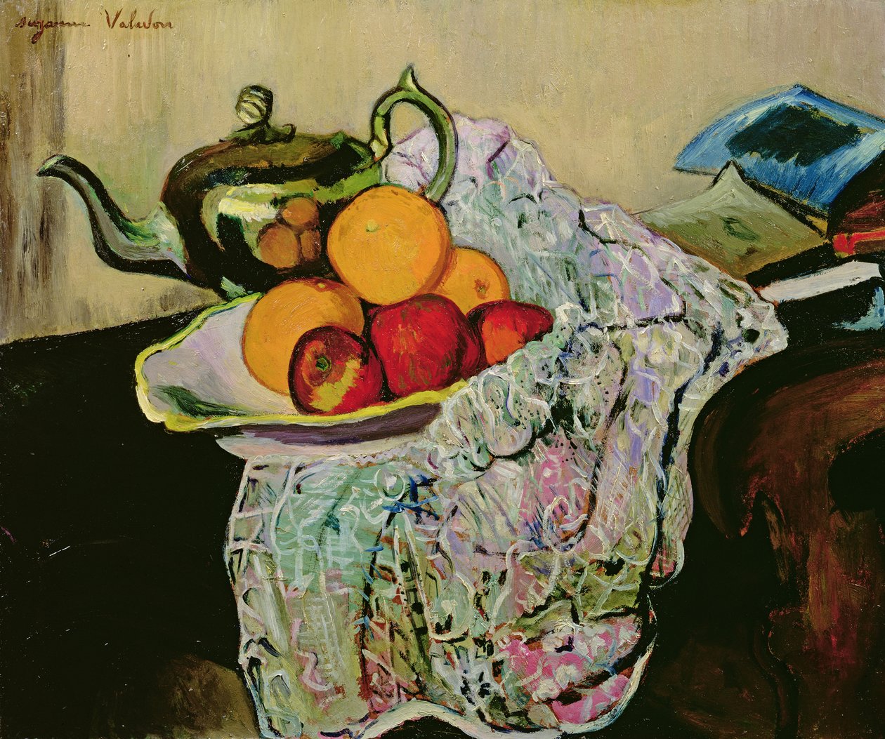 Naturaleza muerta con tetera y fruta de Marie Clementine (Suzanne) Valadon
