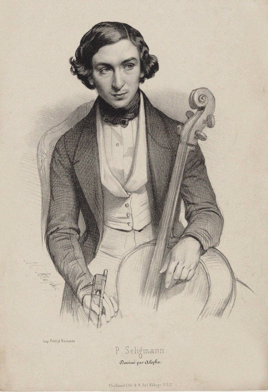 Retrato del violonchelista y compositor Hippolyte Prosper Seligmann 1817-1882, 1840 de Marie Alexandre Menut Alophe