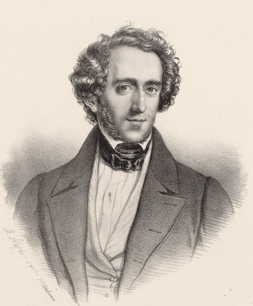 Retrato del pianista y compositor Felix Mendelssohn Bartholdy 1809-1847 de Marie Alexandre Menut Alophe