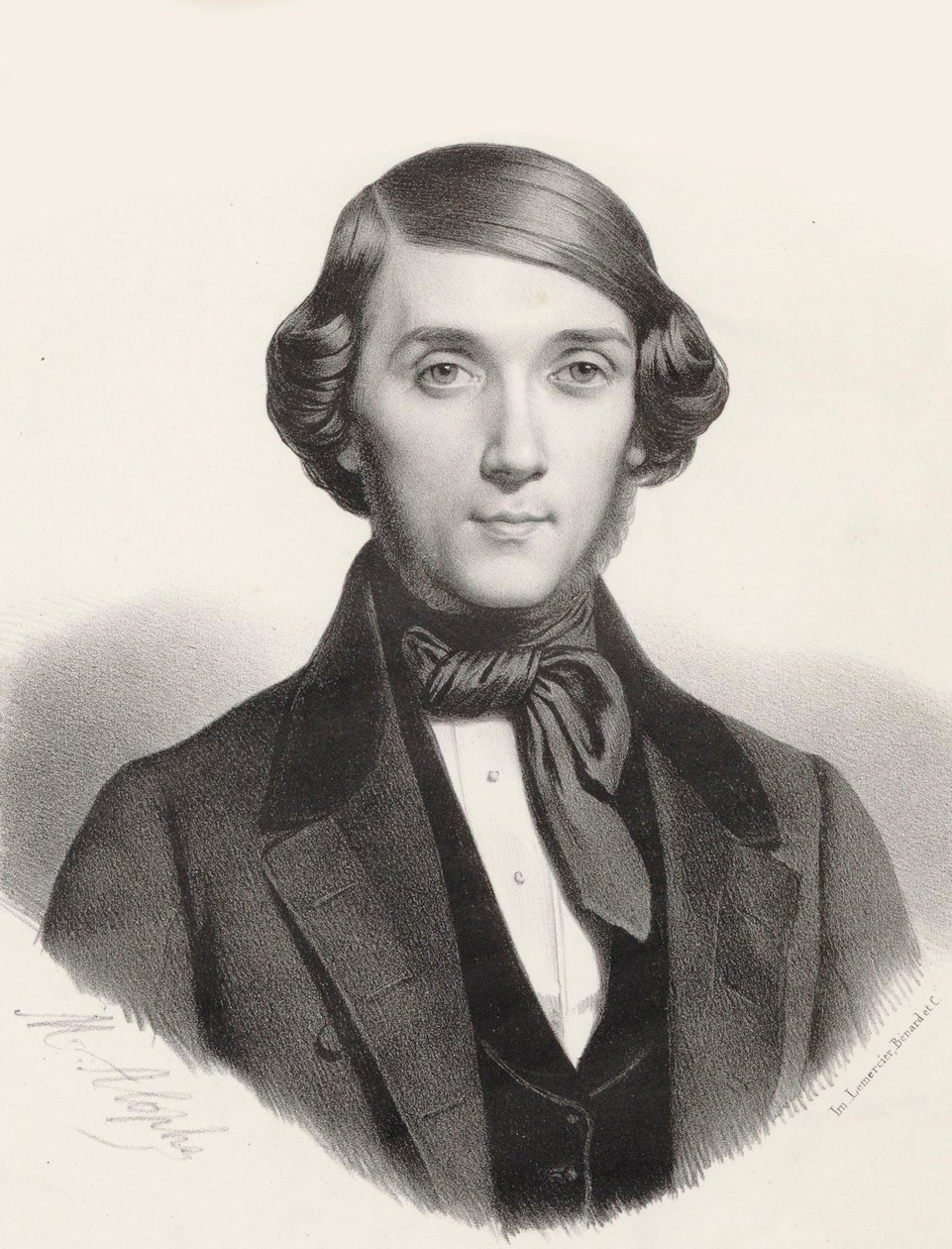 Retrato del pianista y compositor Jean-Henri Ravina 1818-1906, ca 1845 de Marie Alexandre Menut Alophe