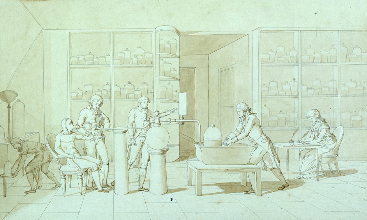 Antoine Lavoisier (1743-94) y sus experimentos sobre la respiración de Marie Anne Pierrette Lavoisier