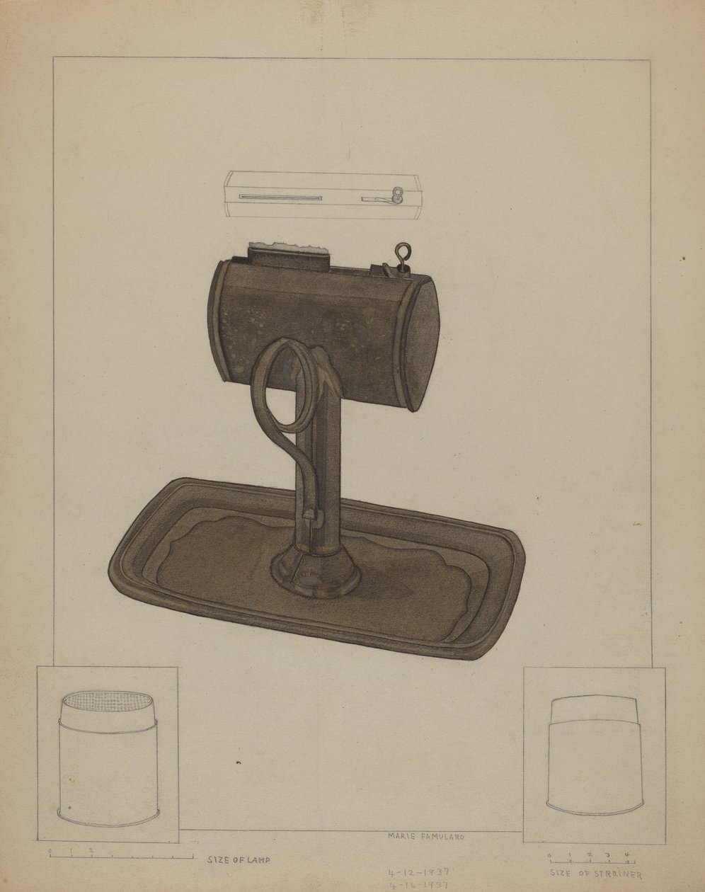 Lámpara y colador de sebo, c. 1936 de Marie Famularo