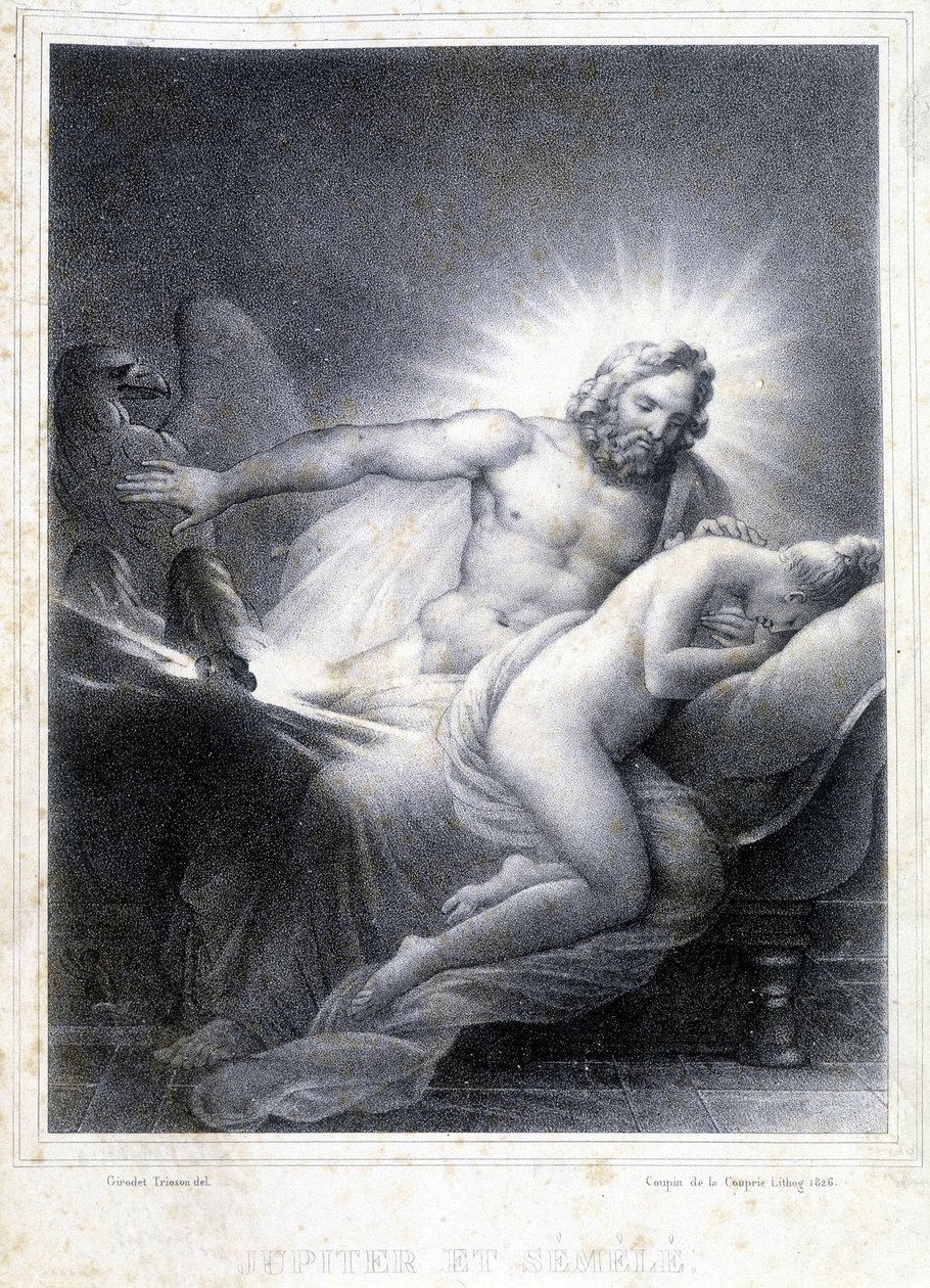 Júpiter y Semele. Litografía de Coupin de Couprie en 1826. de Marie Philippe Coupin de la Couperin