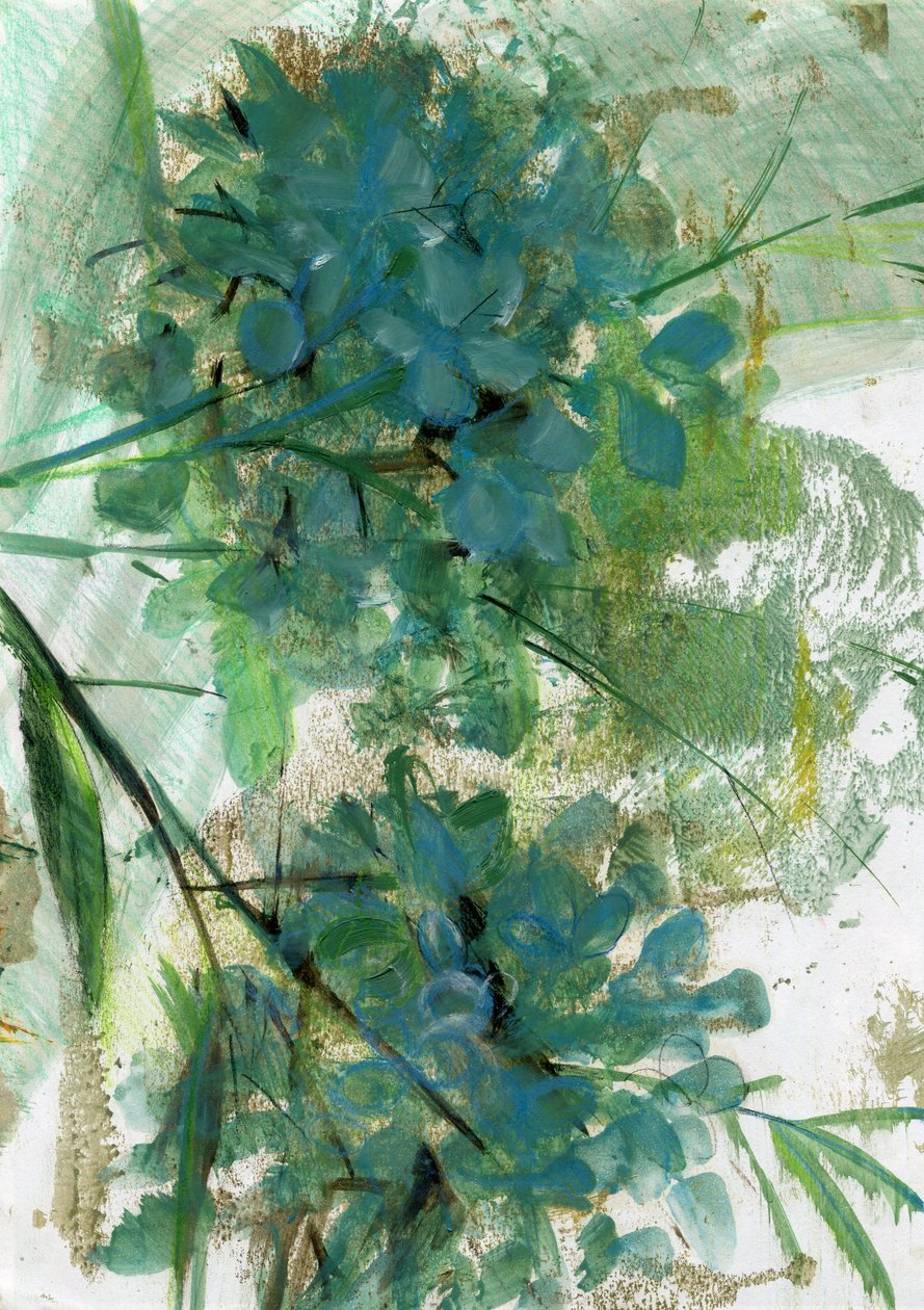 Hortensias, 2022 (óleo sobre papel) de Marina Falco
