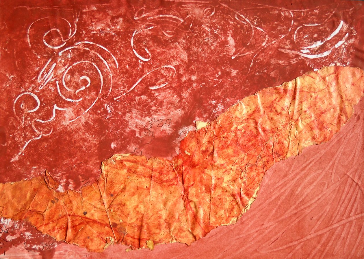 Pattern 1, c. 2002 (óleo y collage sobre papel) de Marina Falco