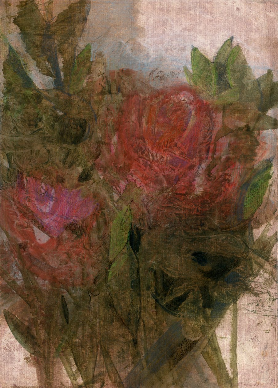 Rosas rojas, 2022 (óleo sobre papel) de Marina Falco