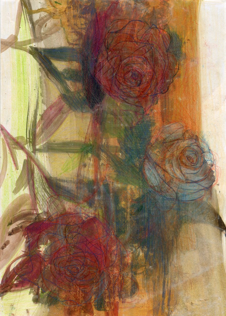 Rosas, 2022 (óleo sobre papel) de Marina Falco