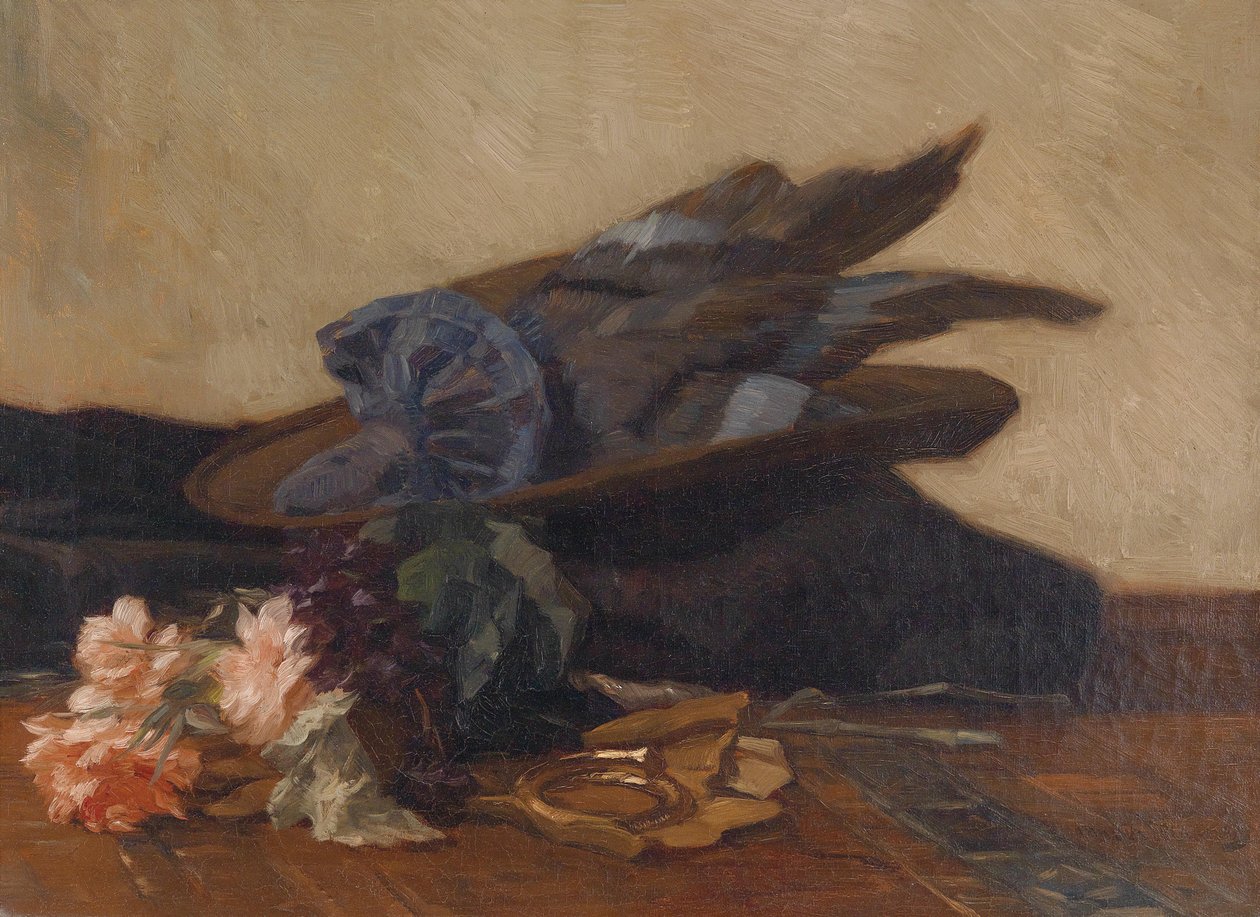Naturaleza muerta con sombrero y rosas de Marinus van der Maarel