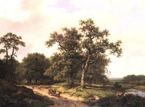 Paisaje boscoso con campesinos de Marinus Adrianus Koekkoek