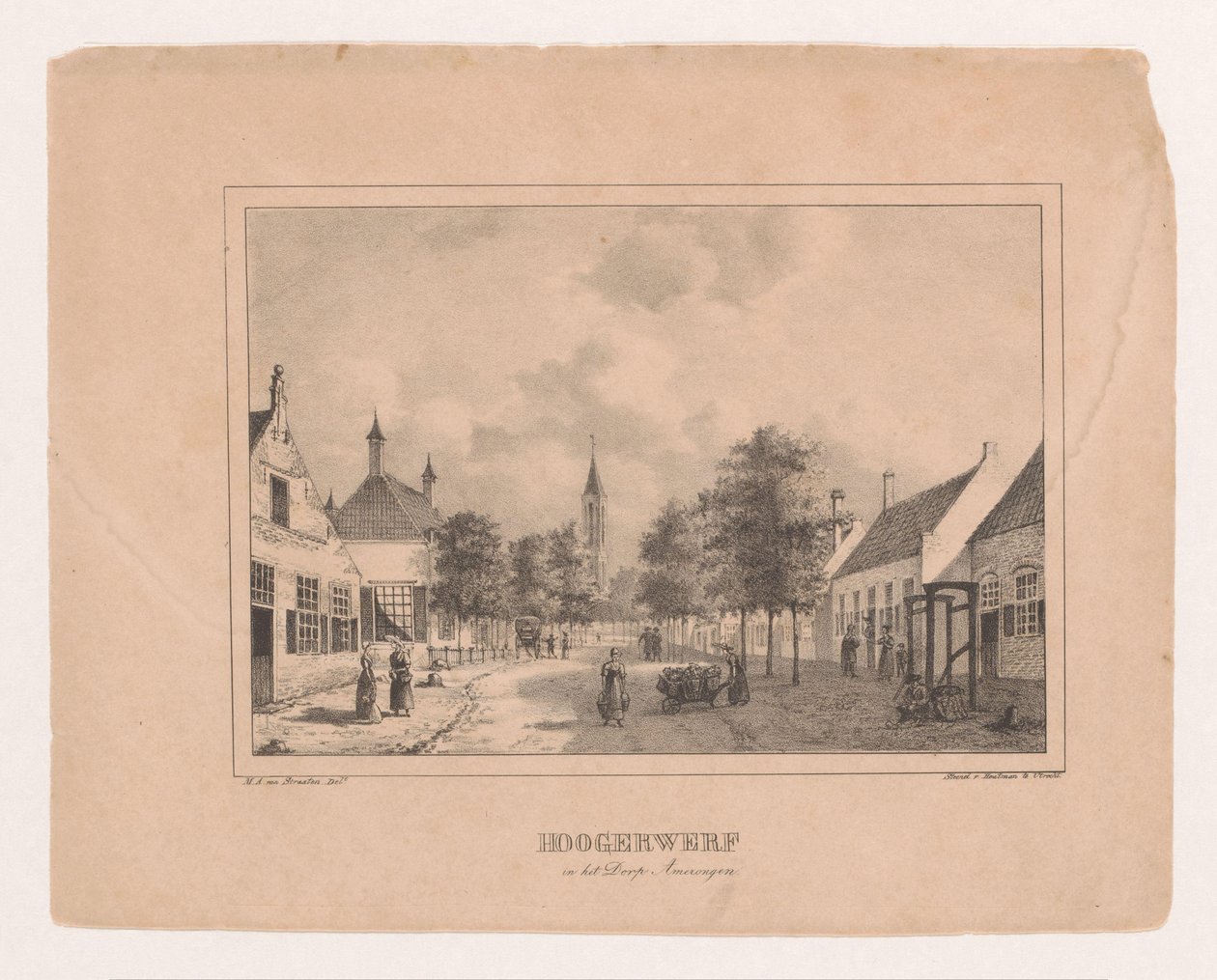 Vista del pueblo en Amerongen Hoogerwerf en el pueblo de Amerongen (título sobre objeto) de Marinus Adrianus van Straten