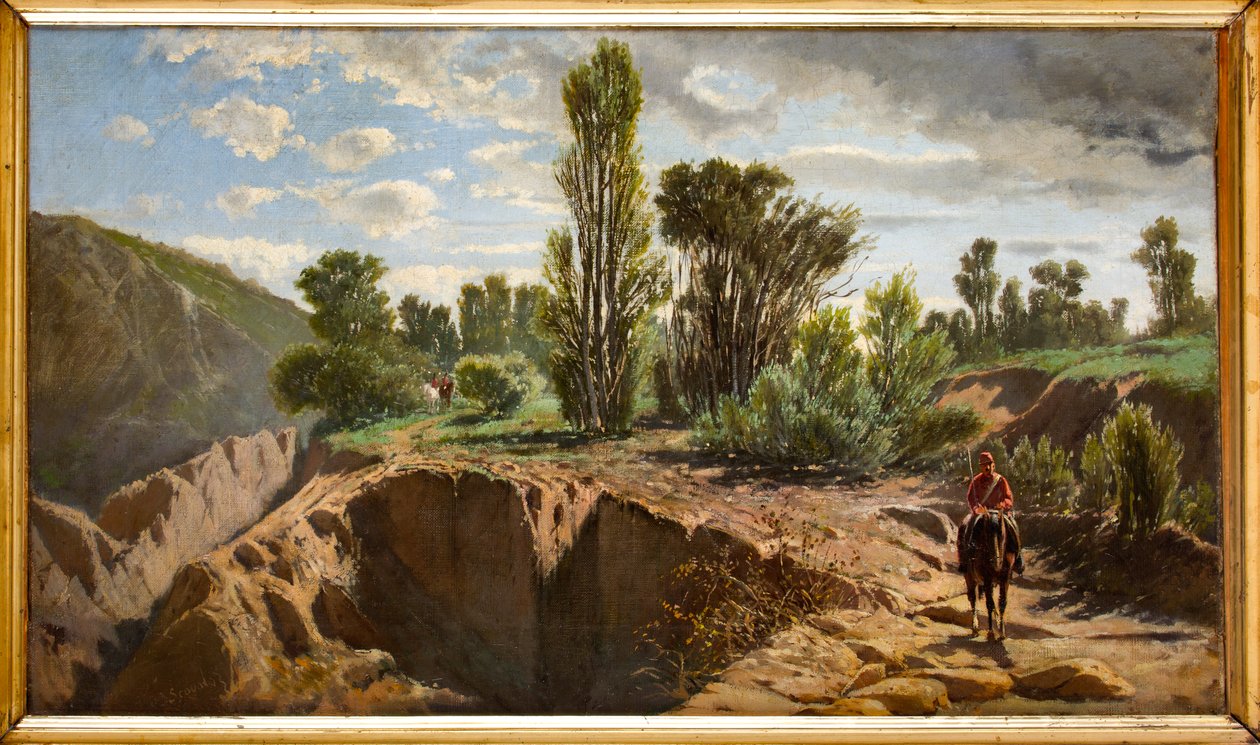 Paisaje con garibaldinos a caballo (óleo sobre lienzo) de Mario Di Scovolo