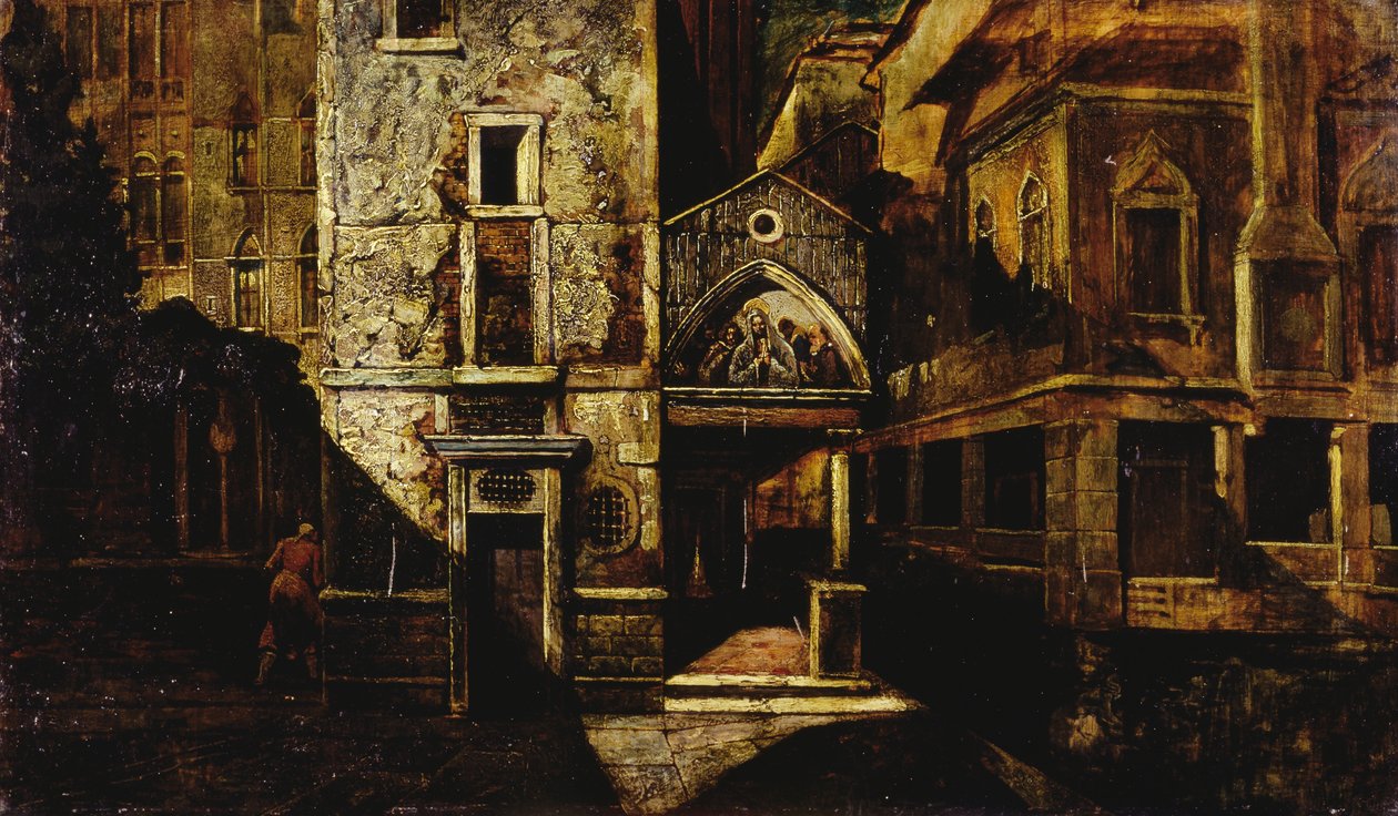Un rincón en Venecia, de Mario de Maria, seudónimo de Marius Pictor (1852-1924), óleo sobre tabla, 39,5x66,5 cm de Mario de (1852 1924) Maria