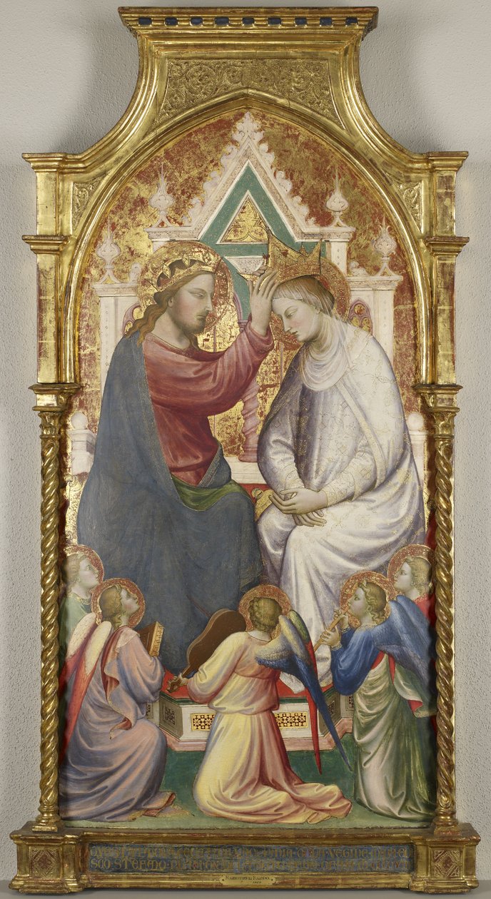 La Coronación de la Virgen con Cinco Ángeles Músicos, 1408 de Mariotto di Nardo