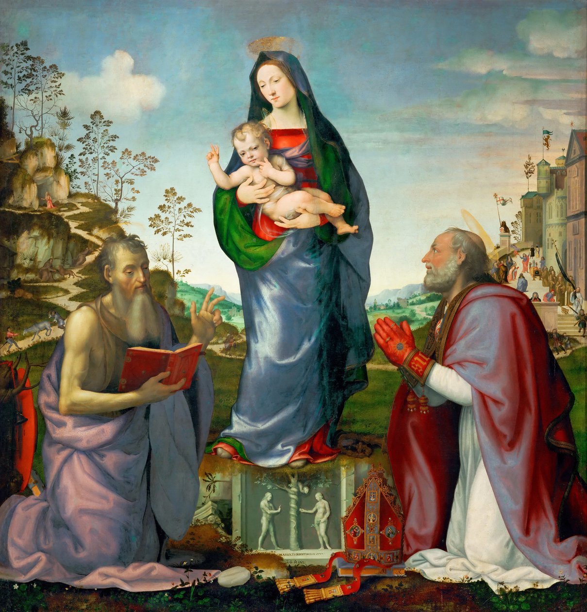 Madonna y Niño con los santos Santiago y Zenobio, 1506 de Mariotto Albertinelli