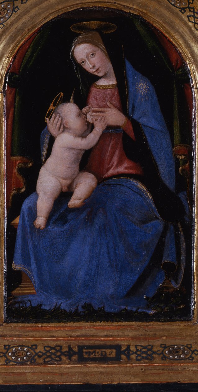 Tríptico, panel central: María lactante entronizada, 1500 de Mariotto Albertinelli
