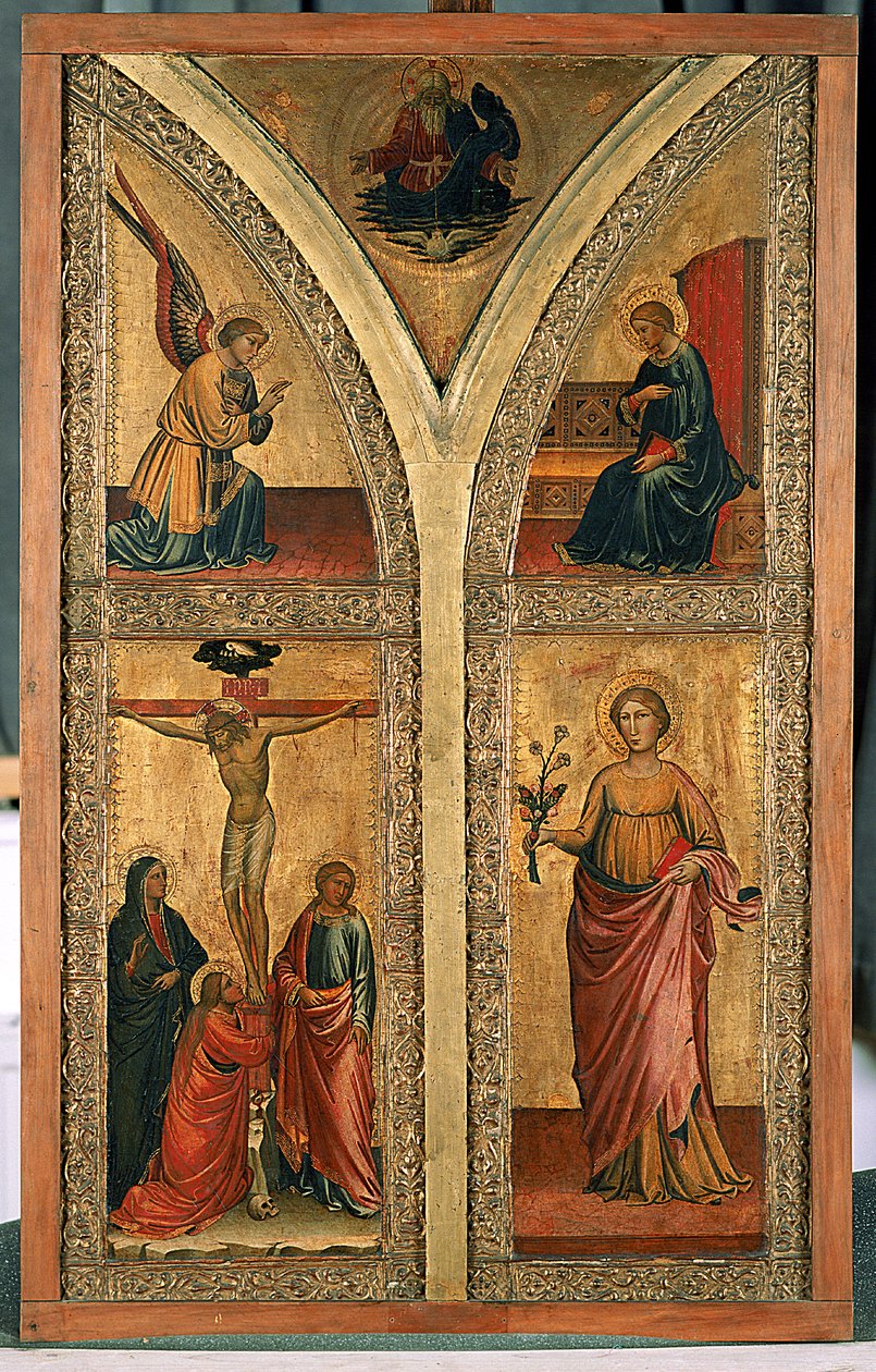 Ala del altar que representa la Crucifixión, Santa Dorotea y otros santos de Mariotto di Nardo