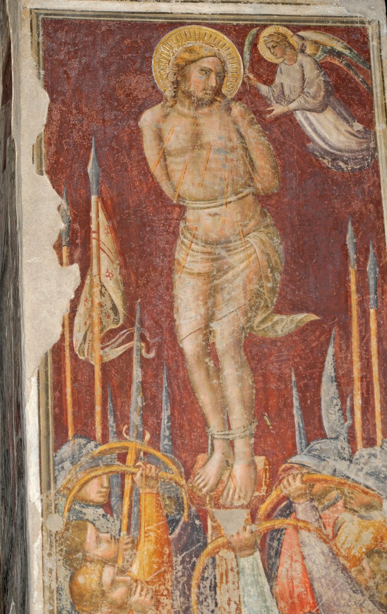 San Sebastián, fresco de Mariotto di Nardo, Iglesia de Santa Maria Maggiore, Florencia (Lista del Patrimonio Mundial de la UNESCO) de Mariotto di Nardo