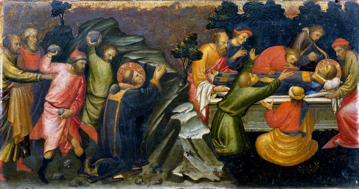 Lapidación y entierro de San Esteban, el primer mártir cristiano, c36 c1394-1424 de Mariotto di Nardo