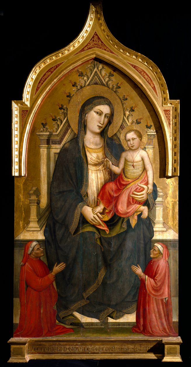 Virgen con niño. Pintura de Mariotto di Nardo (1394-1424) alrededor de 1404 Dim. 167,2x92,2 cm Asís Museo del Tesoro de la Basílica de San Francisco. Colección Perkins de Mariotto di Nardo