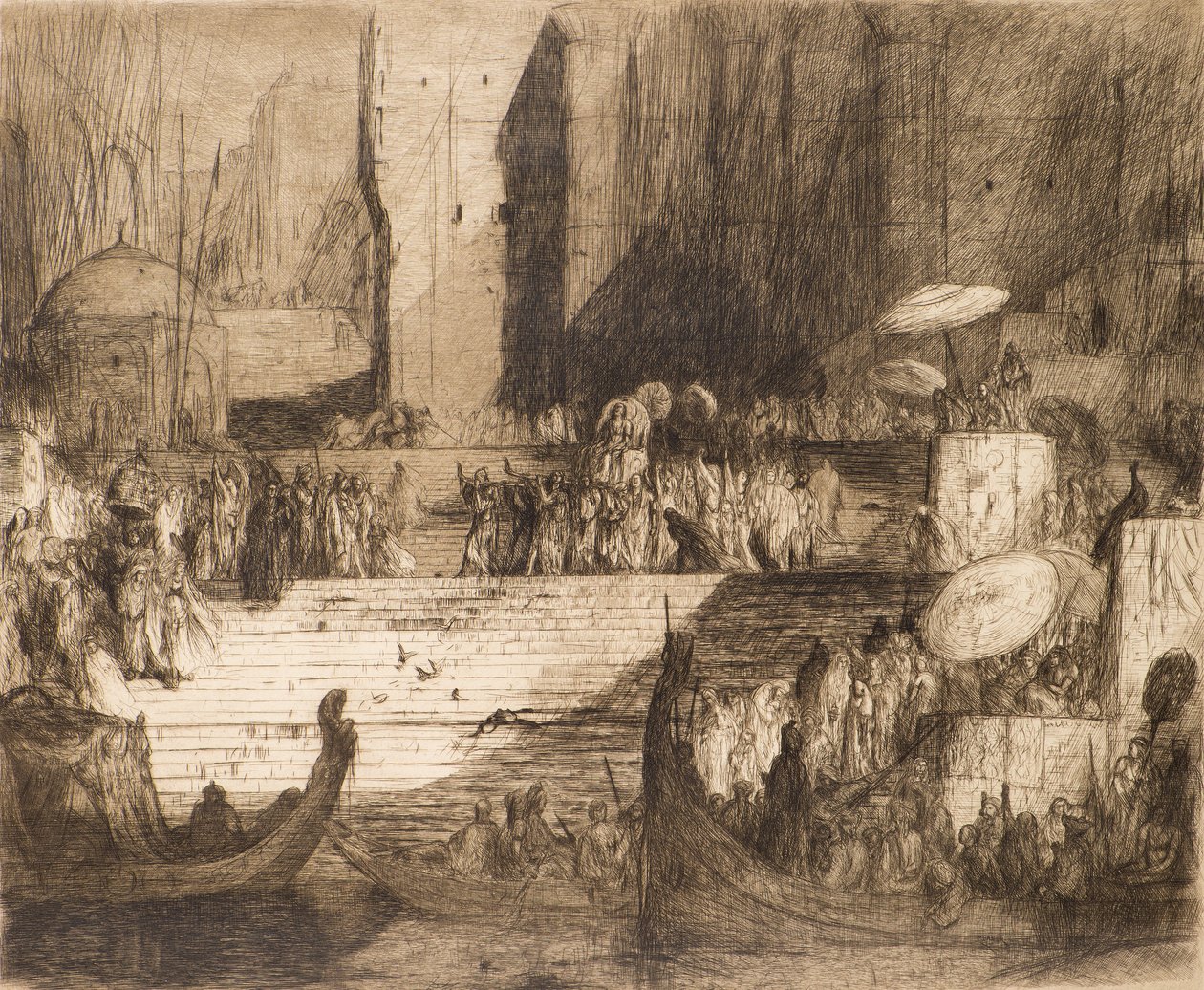 Ceremonia Funeraria en el Ganges de Marius Alexander Jacques Bauer