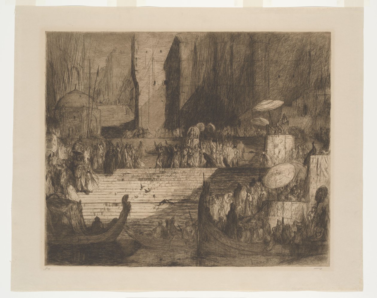 Un funeral en el Ganges de Marius Bauer (signed by artist)
