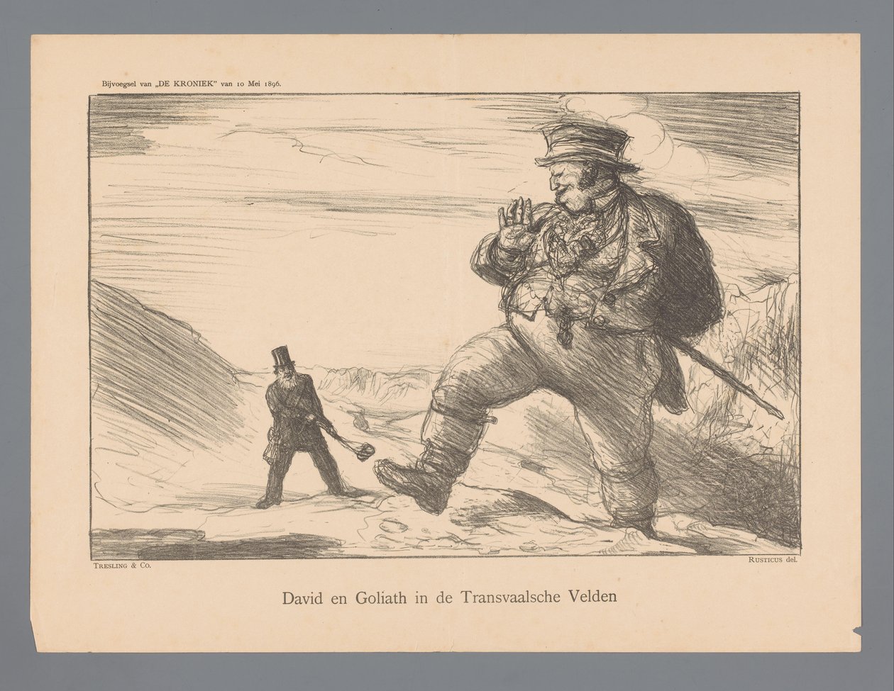 David y Goliat en los campos de Transvaal (título sobre el objeto) de Marius Bauer