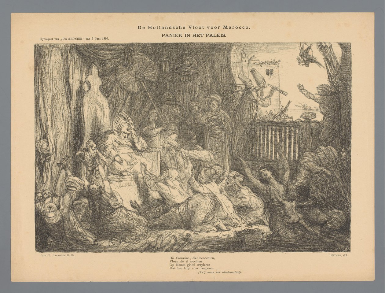 La flota holandesa para Marruecos. Pánico en el palacio (título sobre objeto) de Marius Bauer