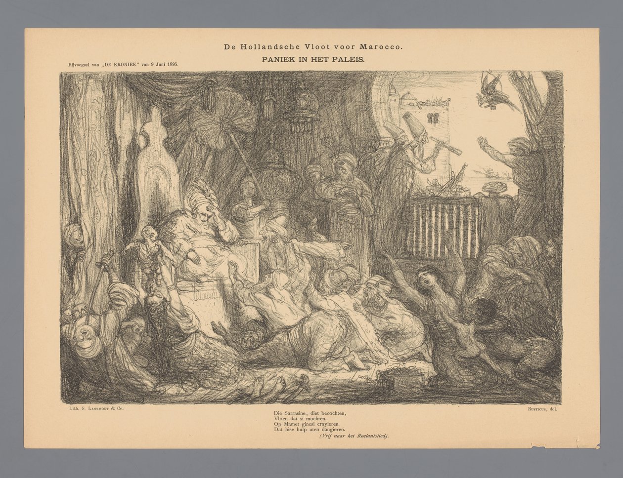 La flota holandesa para Marruecos. Pánico en el palacio (título sobre objeto) de Marius Bauer