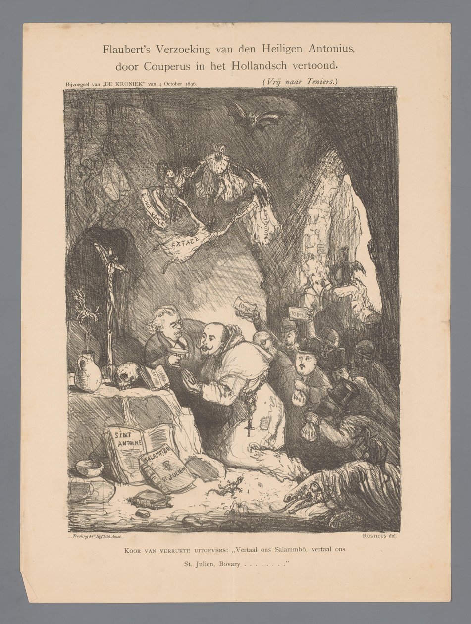 La tentación de San Antonio de Flaubert, mostrada en holandés por Couperus (título sobre el objeto) de Marius Bauer