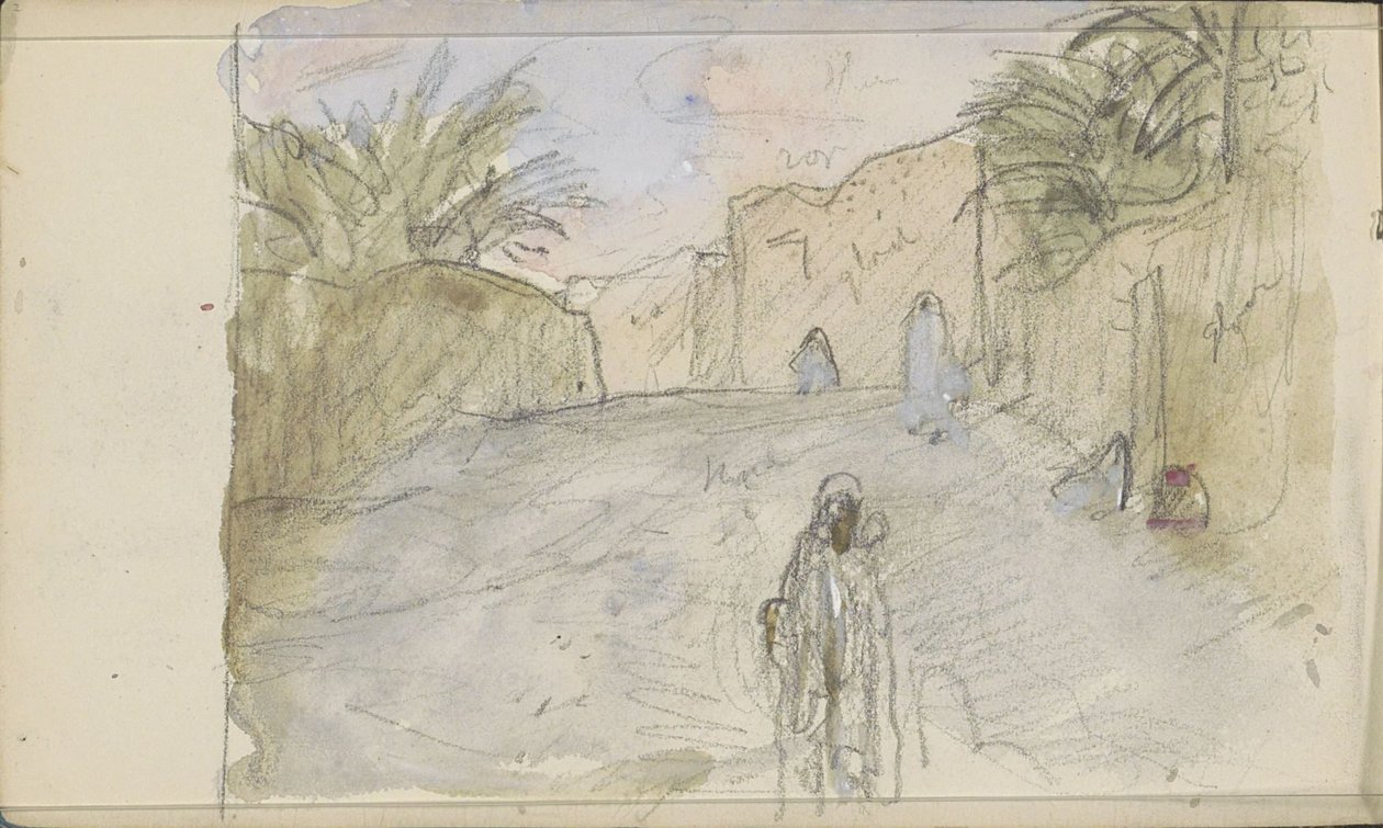 Calle con figuras en Biskra de Marius Bauer