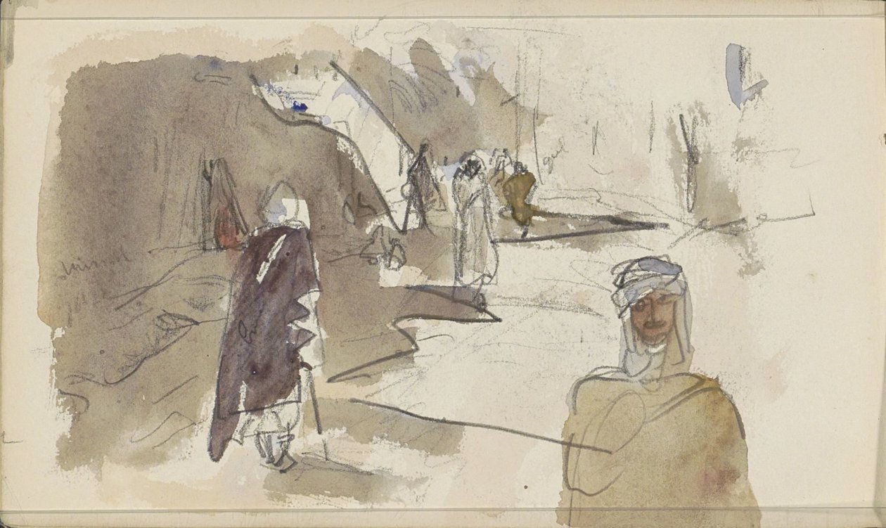 Calle con figuras en Biskra de Marius Bauer
