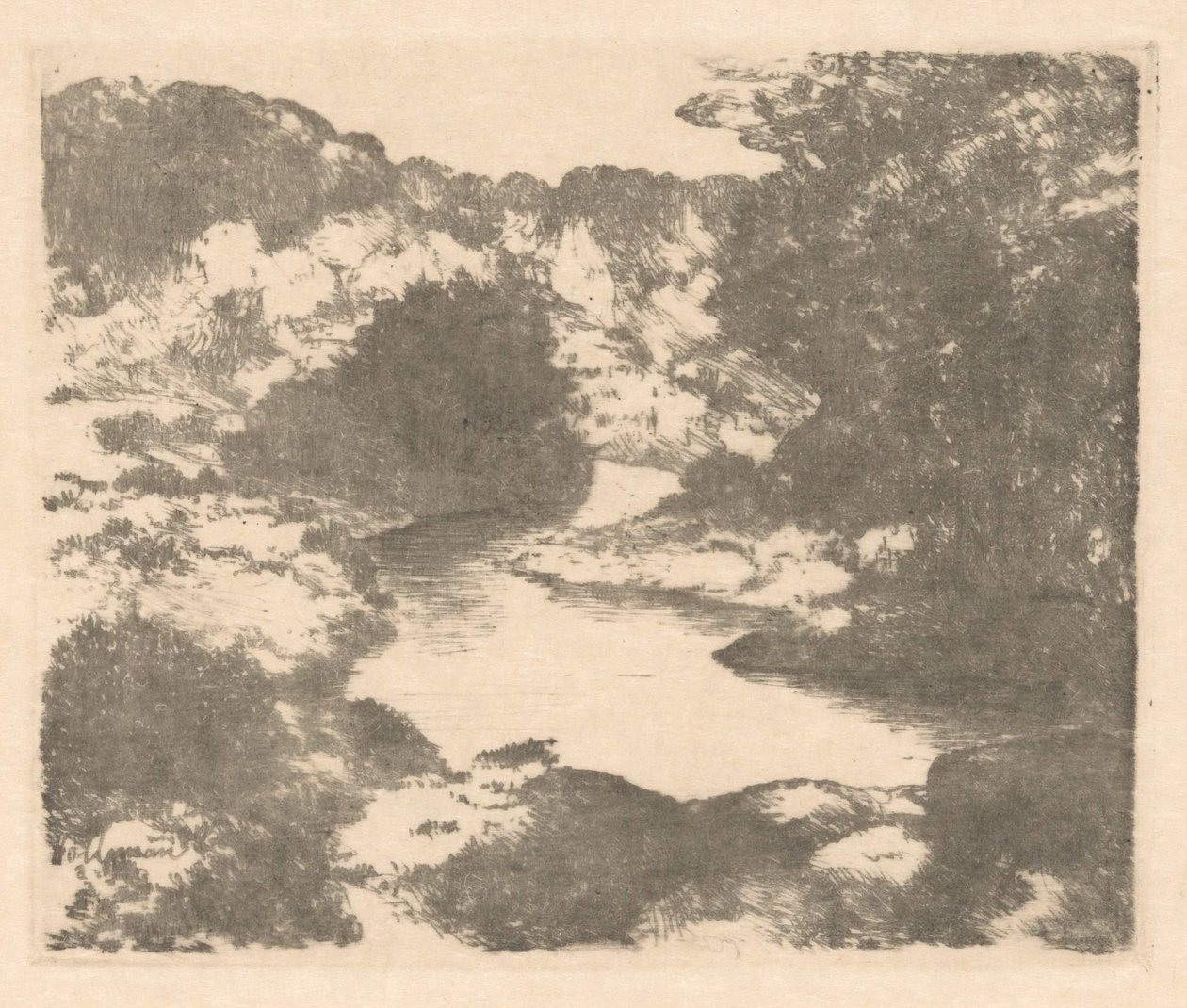 Paisaje montañoso con río de Marius Holleman