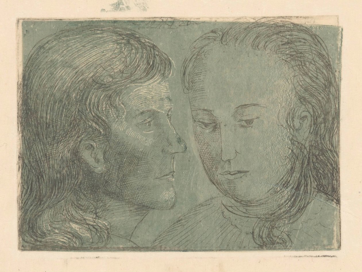 Joven en perfil y mujer de Marius Holleman