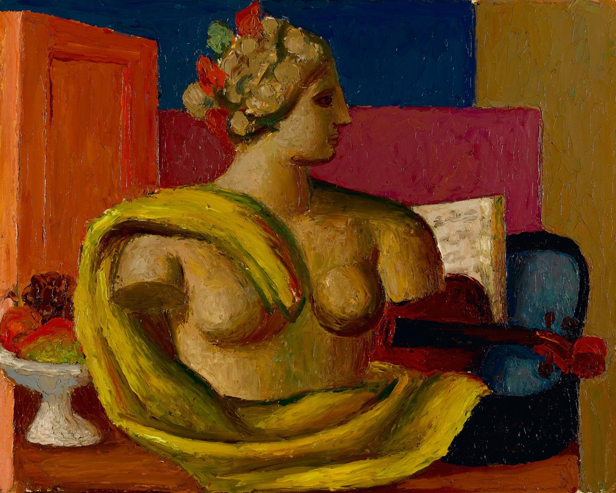 Violín y busto, c.1934 de Mark Gertler