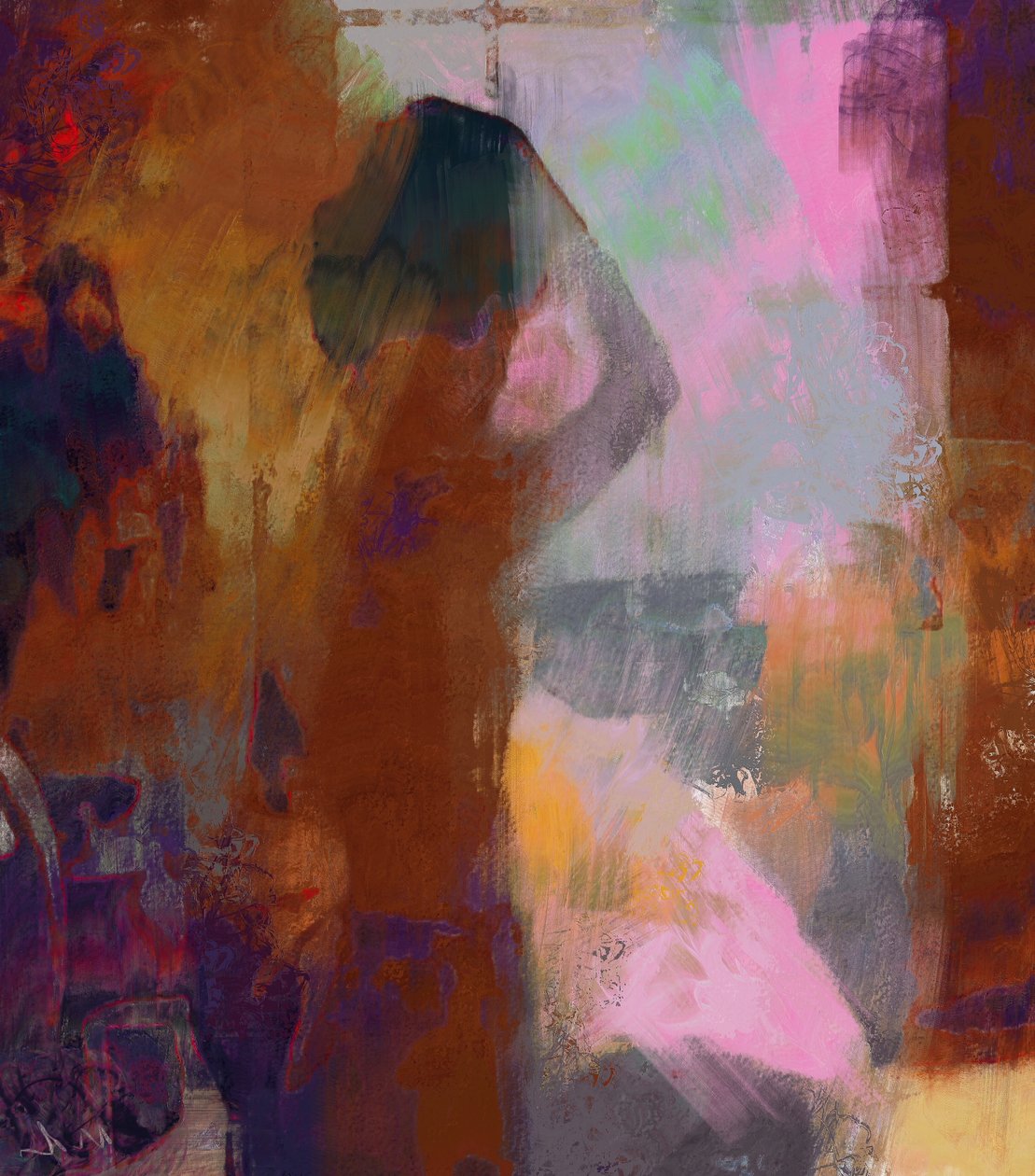 Chica en una ventana (técnica mixta) de Mark Gordon